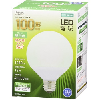LED電球 ボール電球形 E26 全方向タイプ オーム電機