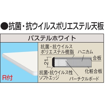 抗菌・抗ウイルス天板デスク(耐荷重20kg/固定式) サカエ