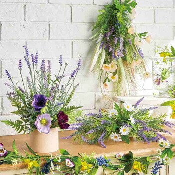 季節装飾(春の花)ラベンダー ロングスワッグ(造花)長さ60cm ストア・エキスプレス