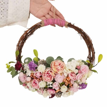 季節装飾(春の花)ナチュラルフラワーリース(造花)幅34cm ストア・エキスプレス