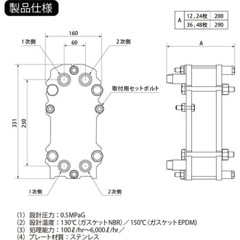 ガスケット型プレート式熱交換器 EPDM 日阪製作所