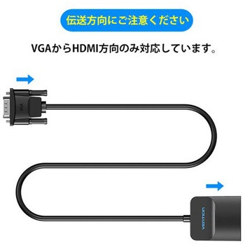 メスマイクロUSBとオーディオポートを備えた VGA - HDMIコンバーター / ブラック VENTION