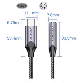 USB-Cオス - 3.5mmイヤホンジャック(DACアダプター付き) VENTION