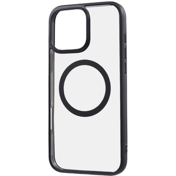 iPhone 16 Pro Max Like standard MagSafe対応 マグネットアクセサリー対応 衝撃吸収 バンパー マット メタリック ハイブリッドケース / ブラック レイ・アウト