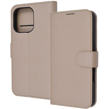 iPhone 16 Pro Like standard 耐衝撃 マグネットベルト シンプル 手帳型レザーケース / シャイニーベージュ レイ・アウト