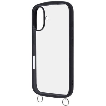 iPhone 16 Like standard Puffull 耐衝撃 バンパー ストラップ金具付き ハイブリッドケース / ブラック レイ・アウト