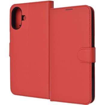 iPhone 16 Plus Like standard 耐衝撃 マグネットベルト シンプル 手帳型レザーケース / レッド レイ・アウト