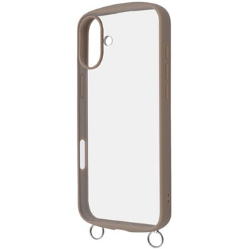 iPhone 16 Plus Like standard Puffull 耐衝撃 バンパー ストラップ金具付き ハイブリッドケース / ベージュ - レイ・アウト