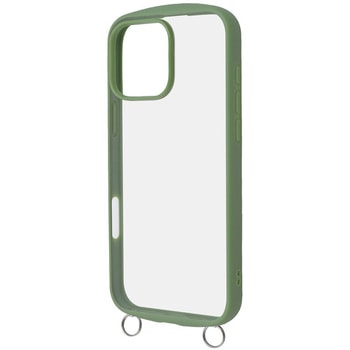 iPhone 16 Pro Max Like standard Puffull 耐衝撃 バンパー ストラップ金具付き ハイブリッドケース / カーキ レイ・アウト