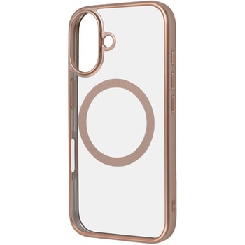 iPhone 16 Like standard MagSafe対応 マグネットアクセサリー対応 衝撃吸収 バンパー マット メタリック ハイブリッドケース / ピンクゴールド レイ・アウト