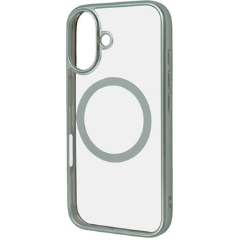iPhone 16 Like standard MagSafe対応 マグネットアクセサリー対応 衝撃吸収 バンパー マット メタリック ハイブリッドケース / ライトグリーン レイ・アウト