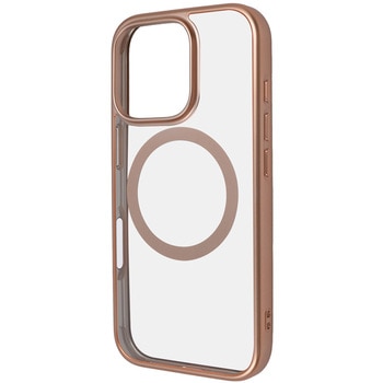 iPhone 16 Pro Like standard MagSafe対応 マグネットアクセサリー対応 衝撃吸収 バンパー マット メタリック ハイブリッドケース / ピンクゴールド レイ・アウト