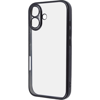 iPhone 16 Like standard 精密設計 カメラ保護 衝撃吸収 バンパー メタリック TPUソフトケース / ブラック - レイ・アウト