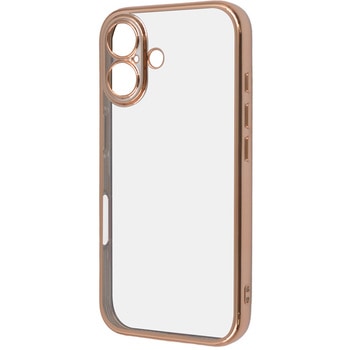 iPhone 16 Like standard 精密設計 カメラ保護 衝撃吸収 バンパー メタリック TPUソフトケース / ピンクゴールド レイ・アウト
