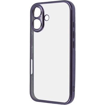 iPhone 16 Like standard 精密設計 カメラ保護 衝撃吸収 バンパー メタリック TPUソフトケース / パープル - レイ・アウト