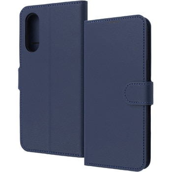 らくらくスマートフォン a / Lite Like standard 耐衝撃 ルーペ付き マグネットベルト シンプル 手帳型レザーケース / ダークネイビー レイ・アウト