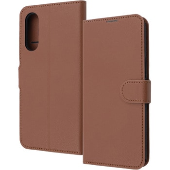 らくらくスマートフォン a / Lite Like standard 耐衝撃 ルーペ付き マグネットベルト シンプル 手帳型レザーケース / ブラウン レイ・アウト