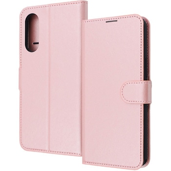 らくらくスマートフォン a / Lite Like standard 耐衝撃 ルーペ付き マグネットベルト シンプル 手帳型レザーケース / シャイニーピンク レイ・アウト
