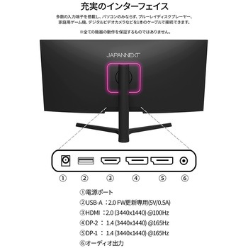 34インチ UWQHD IPS(ADS)パネル 昇降式スタンド JAPANNEXT