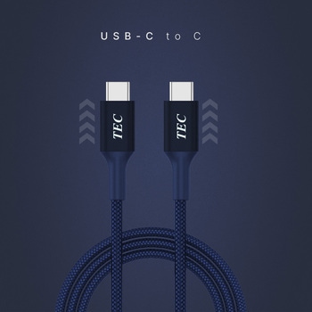 高耐久USBケーブル Type-C to C PD100W対応 USB2.0 ブルー テック(TEC)