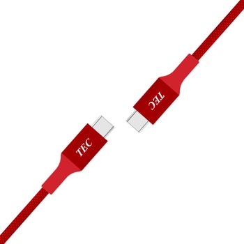 高耐久USBケーブル Type-C to C PD100W対応 USB2.0 レッド テック(TEC)