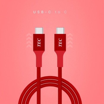 高耐久USBケーブル Type-C to C PD100W対応 USB2.0 レッド テック(TEC)