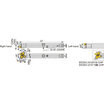 突切り・溝入れ用ホルダ STCR/L1212/1616-H/X18-CHP タンガロイ