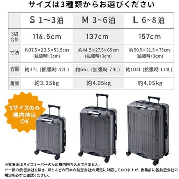 拡張式 キャリーケース TSAロック 軽量 車輪ロック YAMAZEN(山善)