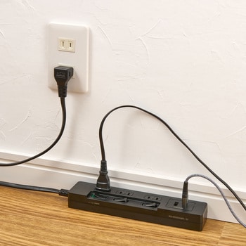 ランプレススイッチ付きUSBタップ 2台同時充電可能 扉付きコンセント L型プラグ 急速充電 ランプレススイッチ ELPA