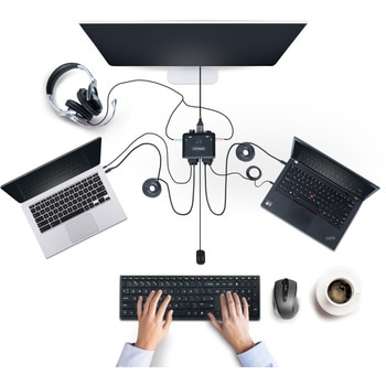 KVMスイッチ/2ポート/シングルモニター/4K60Hz DisplayPort/USB-C接続(DP Altモード)/ケーブル一体型/バスパワー/手元スイッチ ホットキー切換/PC パソコン CPU切替器(2台用)/ケーブルタイプ StarTech.com