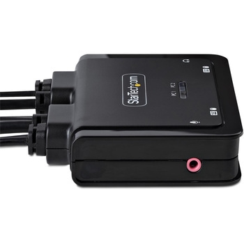 KVMスイッチ/2ポート/シングルモニター/4K60Hz DisplayPort/USB-C接続(DP Altモード)/ケーブル一体型/バスパワー/手元スイッチ ホットキー切換/PC パソコン CPU切替器(2台用)/ケーブルタイプ StarTech.com