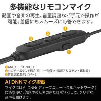 USB Type-C イヤホン 有線 ANC ノイズキャンセリング マイク付き カナル型 DAC搭載 ハイレゾ対応 エレコム