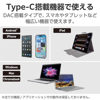USB Type-C イヤホン 有線 ANC ノイズキャンセリング マイク付き カナル型 DAC搭載 ハイレゾ対応 エレコム