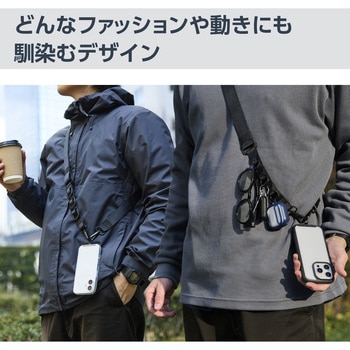 スマホ ショルダー ストラップ 97～150cm 長さ調整可 ループ付 カラビナ ストラップホールシート付 エレコム