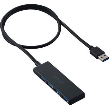 USB ハブ USB3.2 Gen1 USB-A ×4 バスパワー コンパクト 薄型 ケーブル長60cm エレコム