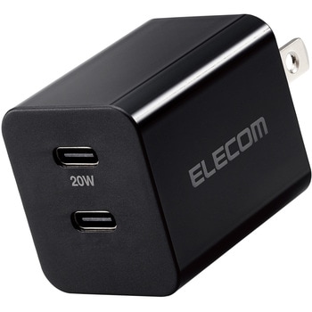 スマホ充電器 AC充電器 タイプC×2ポート PD 最大出力20W スイングプラグ 小型 軽量 USBコンセント iPhone エレコム