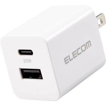 スマホ充電器 AC充電器 タイプC×1ポート USB×1ポート PD スイングプラグ 小型 軽量 USBコンセント iPhone エレコム