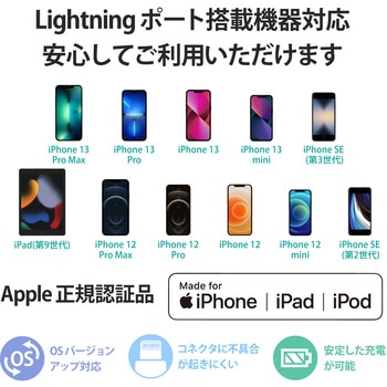 Lightningケーブル A-Lightning U字コネクタ やわらかい シリコン素材 認証品 USB ライトニング スマートフォン タブレット エレコム