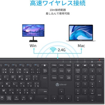 キーボード ワイヤレス 無線 ブラック iClever