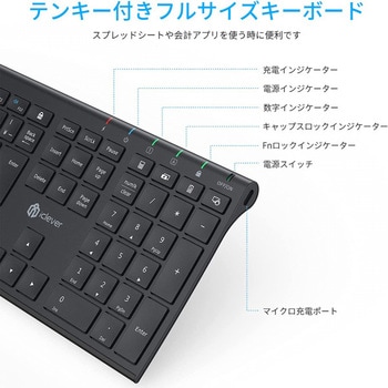 GKJ35B キーボード ワイヤレス 無線 ブラック iClever パンタグラフ