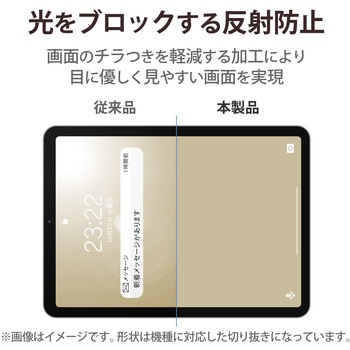 iPad 10.9インチ 第 10 世代 用 フィルム アンチグレア ブルーライトカット 衝撃吸収 抗菌 スムース 指紋防止 反射防止 マット エアーレス エレコム
