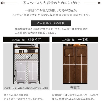 ヴィンテージ ごみ箱一体型食器棚 ごみ箱2つタイプ ホームテイスト