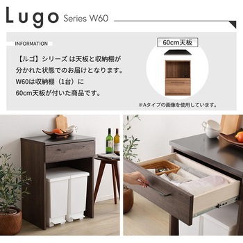 日本製 特殊鋼板を使ったキッチンカウンター【Lugo-ルゴ-】ゴミ箱上カウンター 60cm ホームテイスト