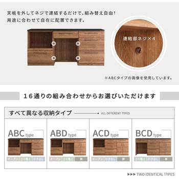 日本製 特殊鋼板を使った組み合わせキッチンカウンター 180cm オープン収納+オープン収納+ゴミ箱上カウンター ホームテイスト