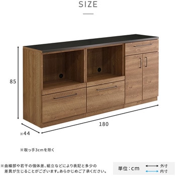 日本製 特殊鋼板を使った組み合わせキッチンカウンター 180cm オープン収納+オープン収納+扉収納 ホームテイスト