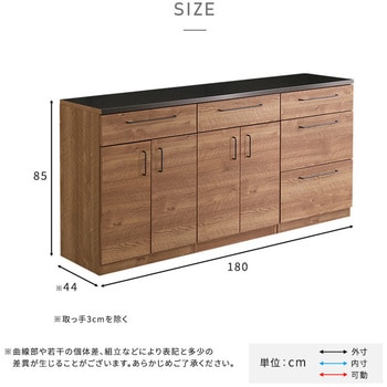 日本製 特殊鋼板を使った組み合わせキッチンカウンター 180cm 引き出し収納+扉収納+扉収納 ホームテイスト