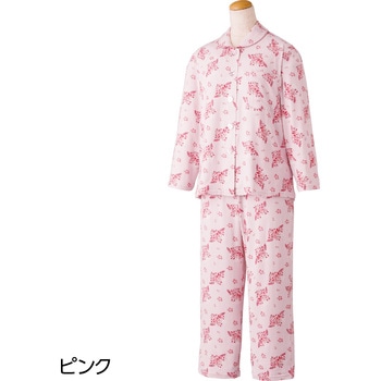 800452婦人大きめボタンのびのびストレッチパジャマ ケアファッション