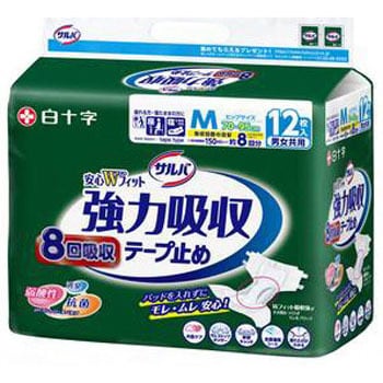サルバ強力吸収テープ止め M12枚/袋/M 白十字