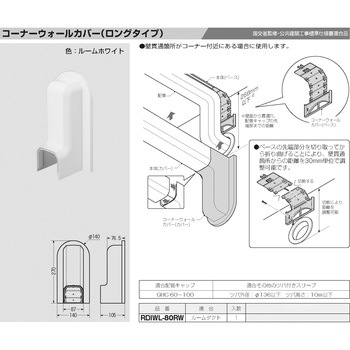 ルームダクト(コーナーウォールカバー)(ロングタイプ) 未来工業