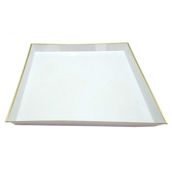 (H-40)白金フチ 角皿 ニシキ[卓上消耗品] 13189674